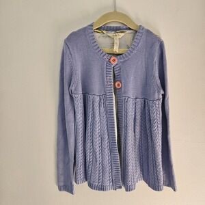 Periwinkle Matilda Jane Sz‎ 8 Sweater Cardigan Button Cable Knit Rose Floral